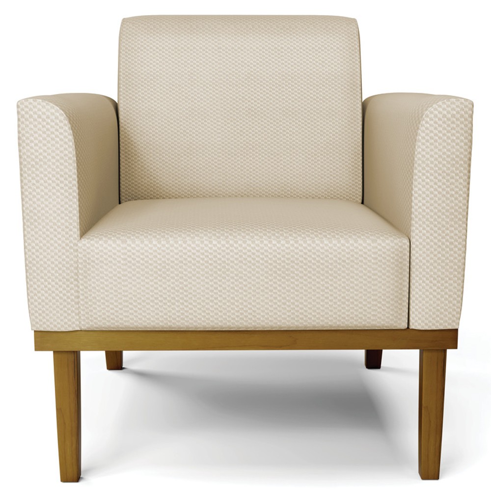 Poltrona Decorativa Base Madeira Castanho Maressa Veludo Luxo Off White - Ibiza