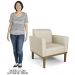 Poltrona Decorativa Base Madeira Castanho Maressa Veludo Luxo Off White - Ibiza