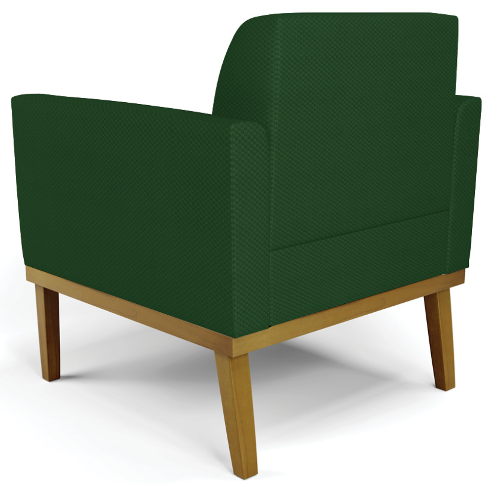 Poltrona Decorativa Base Madeira Castanho Maressa Veludo Luxo Verde - Ibiza