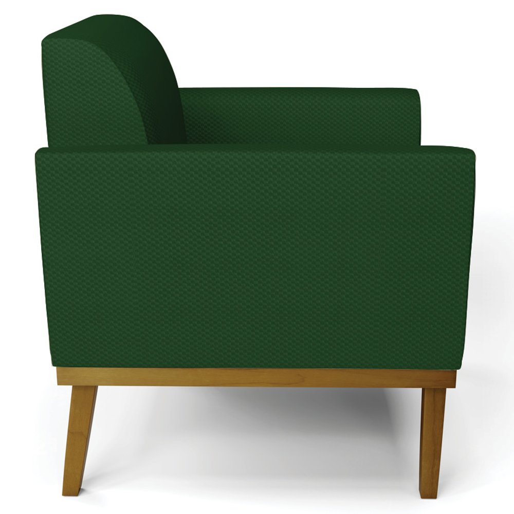Poltrona Decorativa Base Madeira Castanho Maressa Veludo Luxo Verde - Ibiza