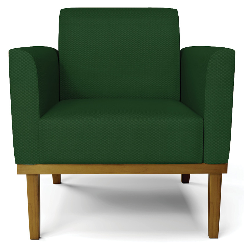 Poltrona Decorativa Base Madeira Castanho Maressa Veludo Luxo Verde - Ibiza