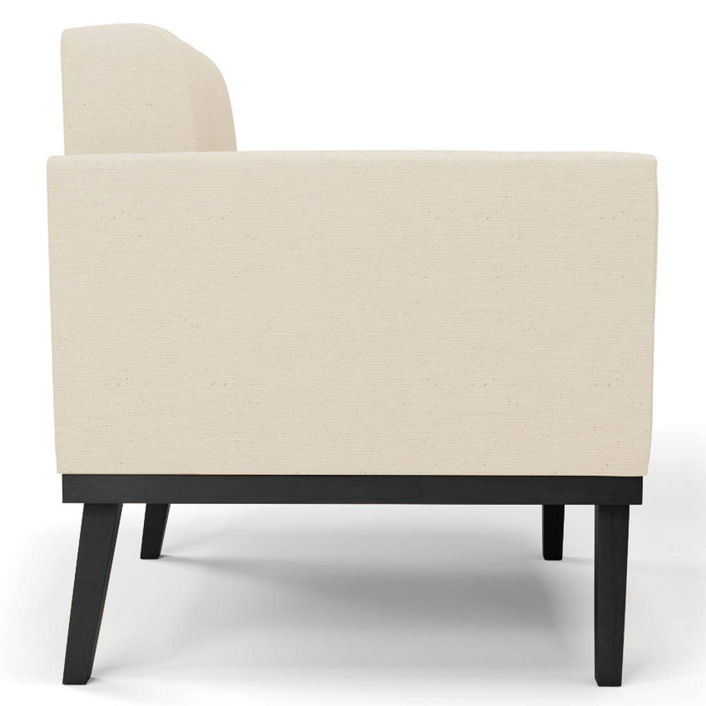 Poltrona Decorativa Base Madeira Preto Ana Linho Bege - Ibiza