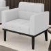 Poltrona Decorativa Base Madeira Preto Ana Linho Cinza - Ibiza