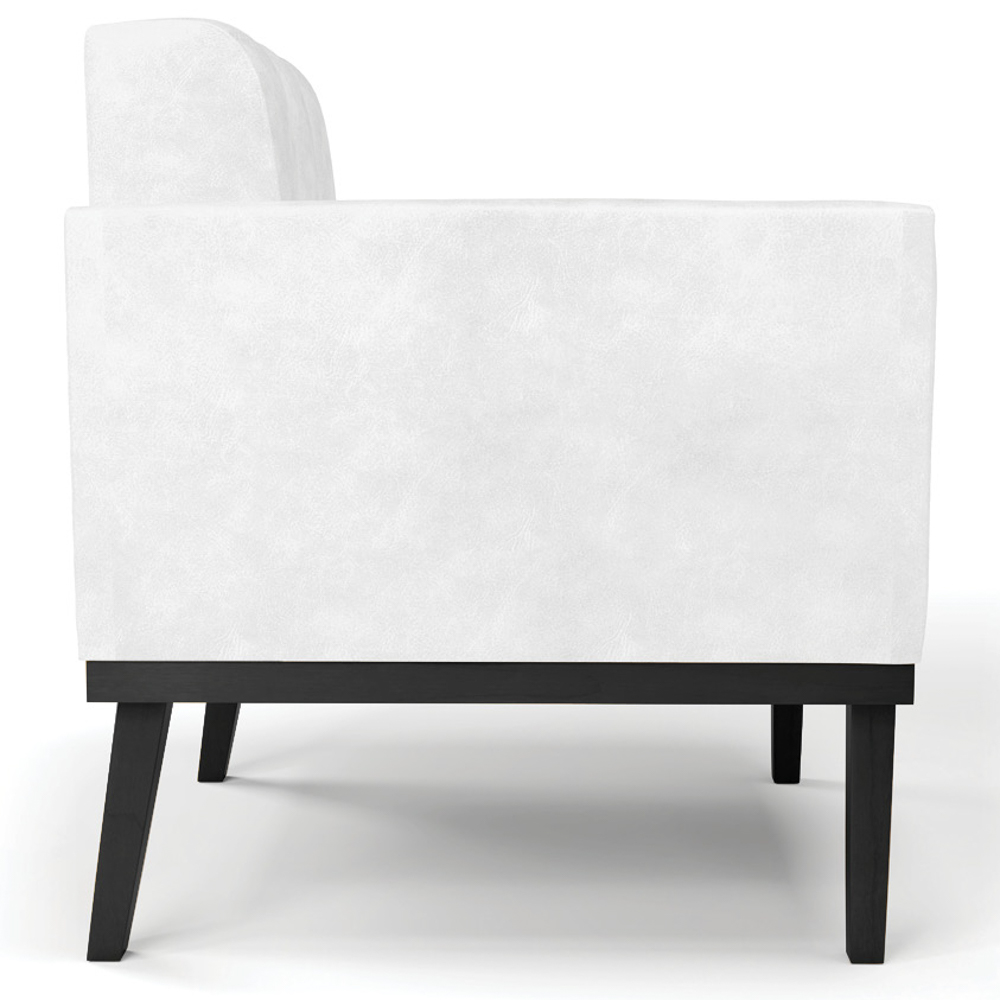 Poltrona Decorativa Base Madeira Preto Ana Sintético PU Branco - Ibiza
