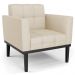 Poltrona Decorativa Base Madeira Preto Ana Veludo Luxo Off White - Ibiza