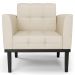 Poltrona Decorativa Base Madeira Preto Ana Veludo Luxo Off White - Ibiza