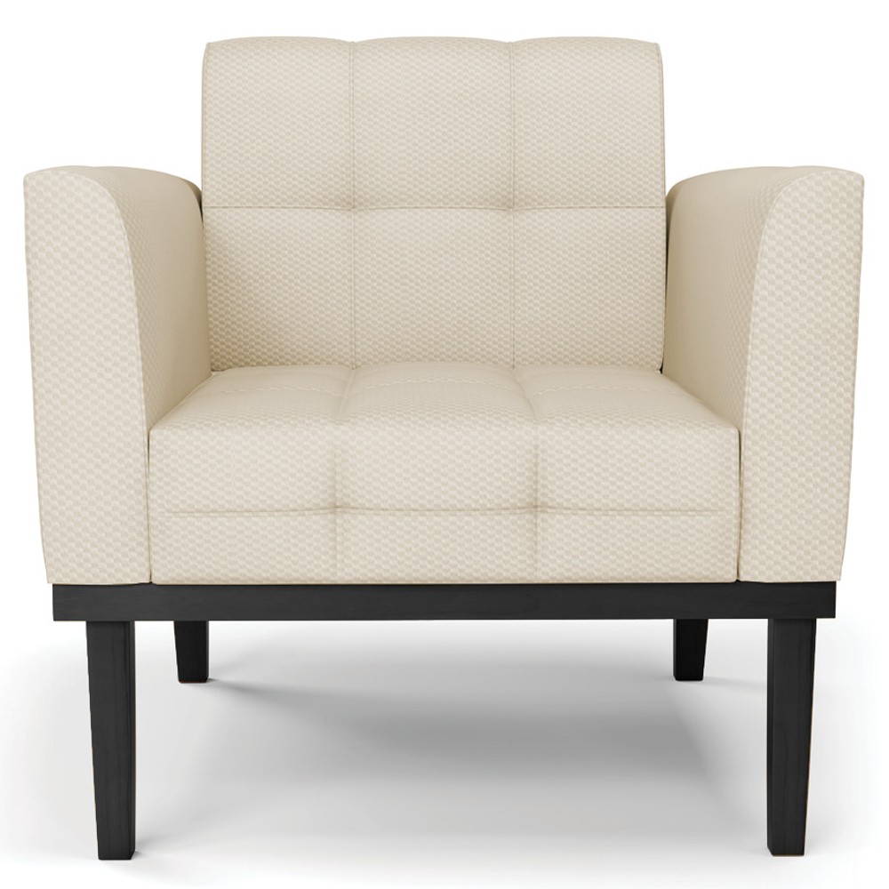 Poltrona Decorativa Base Madeira Preto Ana Veludo Luxo Off White - Ibiza