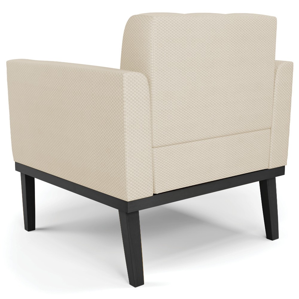 Poltrona Decorativa Base Madeira Preto Ana Veludo Luxo Off White - Ibiza