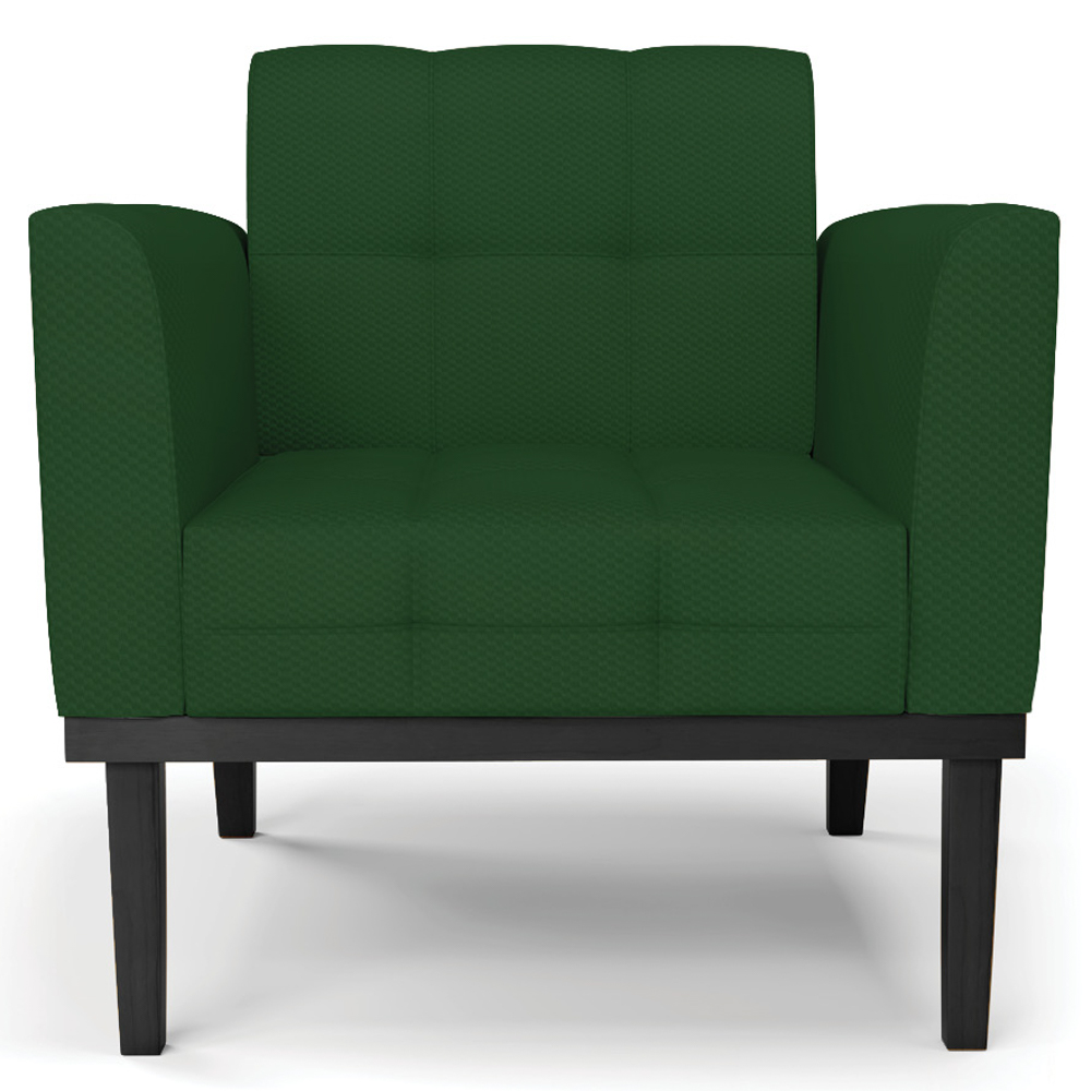 Poltrona Decorativa Base Madeira Preto Ana Veludo Luxo Verde - Ibiza