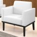 Poltrona Decorativa Base Madeira Preto Maressa Sintético PU Branco - Ibiza
