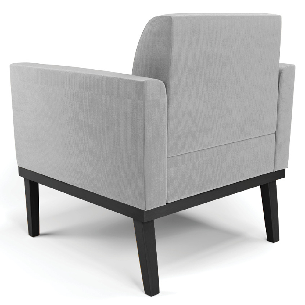 Poltrona Decorativa Base Madeira Preto Maressa Suede Cinza - Ibiza