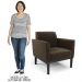 Poltrona Decorativa Base Madeira Preto Maressa Suede Marrom - Ibiza