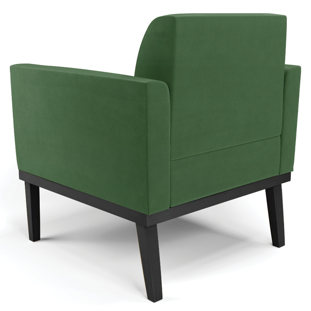Poltrona Decorativa Base Madeira Preto Maressa Suede Verde - Ibiza