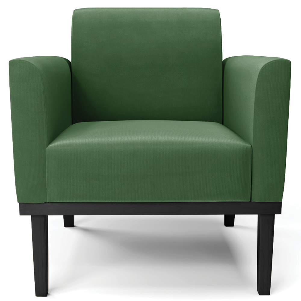 Poltrona Decorativa Base Madeira Preto Maressa Suede Verde - Ibiza