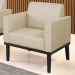 Poltrona Decorativa Base Madeira Preto Maressa Veludo Luxo Off White - Ibiza