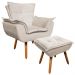Poltrona Decorativa Pés Palito com Puff Opla Suede Bege - Ibiza
