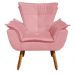 Poltrona Decorativa Pés Palito com Puff Opla Suede Rose - Ibiza