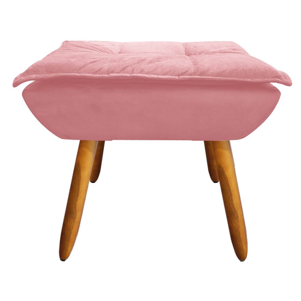 Poltrona Decorativa Pés Palito com Puff Opla Suede Rose - Ibiza