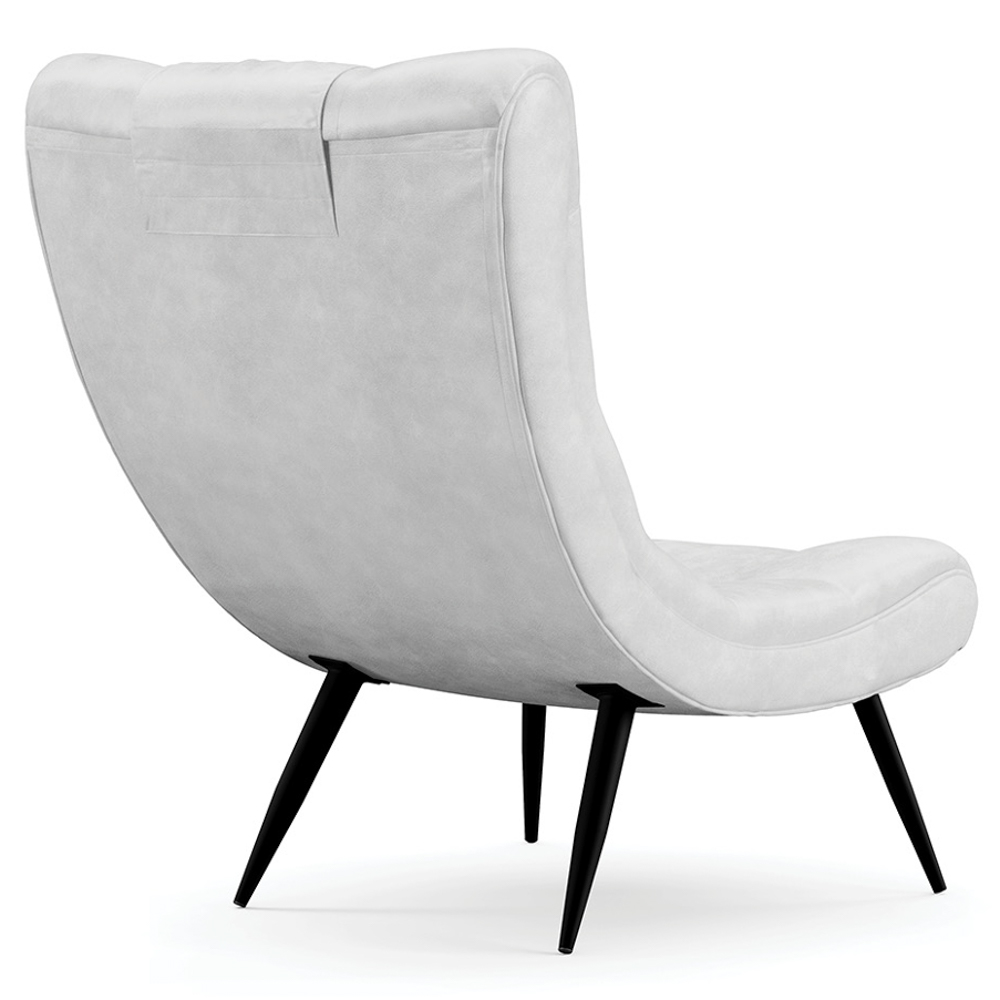 Poltrona Decorativa Para Sala de Estar com Almofada e Pés Palito Lord Sintético Branco - Ibiza