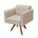 Poltrona Decorativa Sala de Estar Base Madeira Giratória Ana Suede Bege - Ibiza