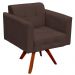Poltrona Decorativa Sala de Estar Base Madeira Giratória Ana Suede Marrom - Ibiza