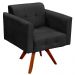 Poltrona Decorativa Sala de Estar Base Madeira Giratória Ana Suede Preto - Ibiza