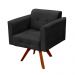 Poltrona Decorativa Sala de Estar Base Madeira Giratória Ana Suede Preto - Ibiza