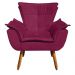 Poltrona Decorativa Sala de Estar Pés Palito Opla Suede Vinho - Ibiza