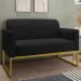 Poltrona Namoradeira 2 Lugares Base Industrial Dourada Maressa A79 Linho Preto - Ibiza