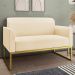 Poltrona Namoradeira 2 Lugares Base Industrial Dourada Maressa S03 Suede Bege - Ibiza