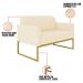 Poltrona Namoradeira 2 Lugares Base Industrial Dourada Maressa S03 Suede Bege - Ibiza