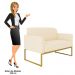 Poltrona Namoradeira 2 Lugares Base Industrial Dourada Maressa S03 Suede Bege - Ibiza