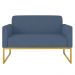 Poltrona Namoradeira 2 Lugares Base Industrial Dourada Maressa S04 Suede Azul Marinho - Ibiza