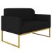 Poltrona Namoradeira 2 Lugares Base Industrial Dourada Maressa S07 Suede Preto - Ibiza