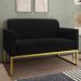 Poltrona Namoradeira 2 Lugares Base Industrial Dourada Maressa S07 Suede Preto - Ibiza