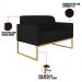 Poltrona Namoradeira 2 Lugares Base Industrial Dourada Maressa S07 Suede Preto - Ibiza