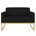 Poltrona Namoradeira 2 Lugares Base Industrial Dourada Maressa S07 Suede Preto - Ibiza