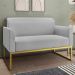 Poltrona Namoradeira 2 Lugares Base Industrial Dourada Maressa S10 Suede Cinza - Ibiza