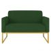 Poltrona Namoradeira 2 Lugares Base Industrial Dourada Maressa S23 Suede Verde - Ibiza