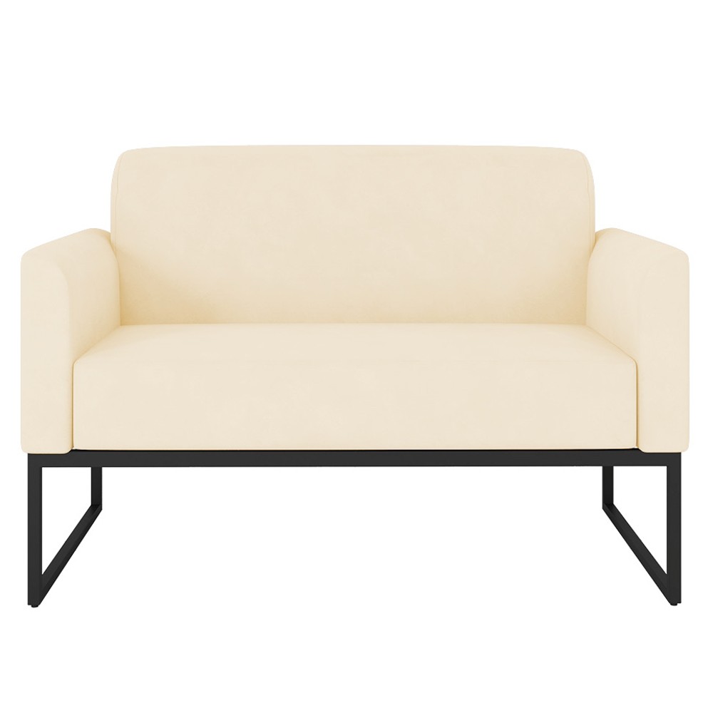 Poltrona Namoradeira 2 Lugares Base Industrial Preta Maressa S03 Suede Bege - Ibiza