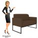 Poltrona Namoradeira 2 Lugares Base Industrial Preta Maressa S06 Suede Marrom - Ibiza