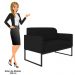 Poltrona Namoradeira 2 Lugares Base Industrial Preta Maressa S07 Suede Preto - Ibiza
