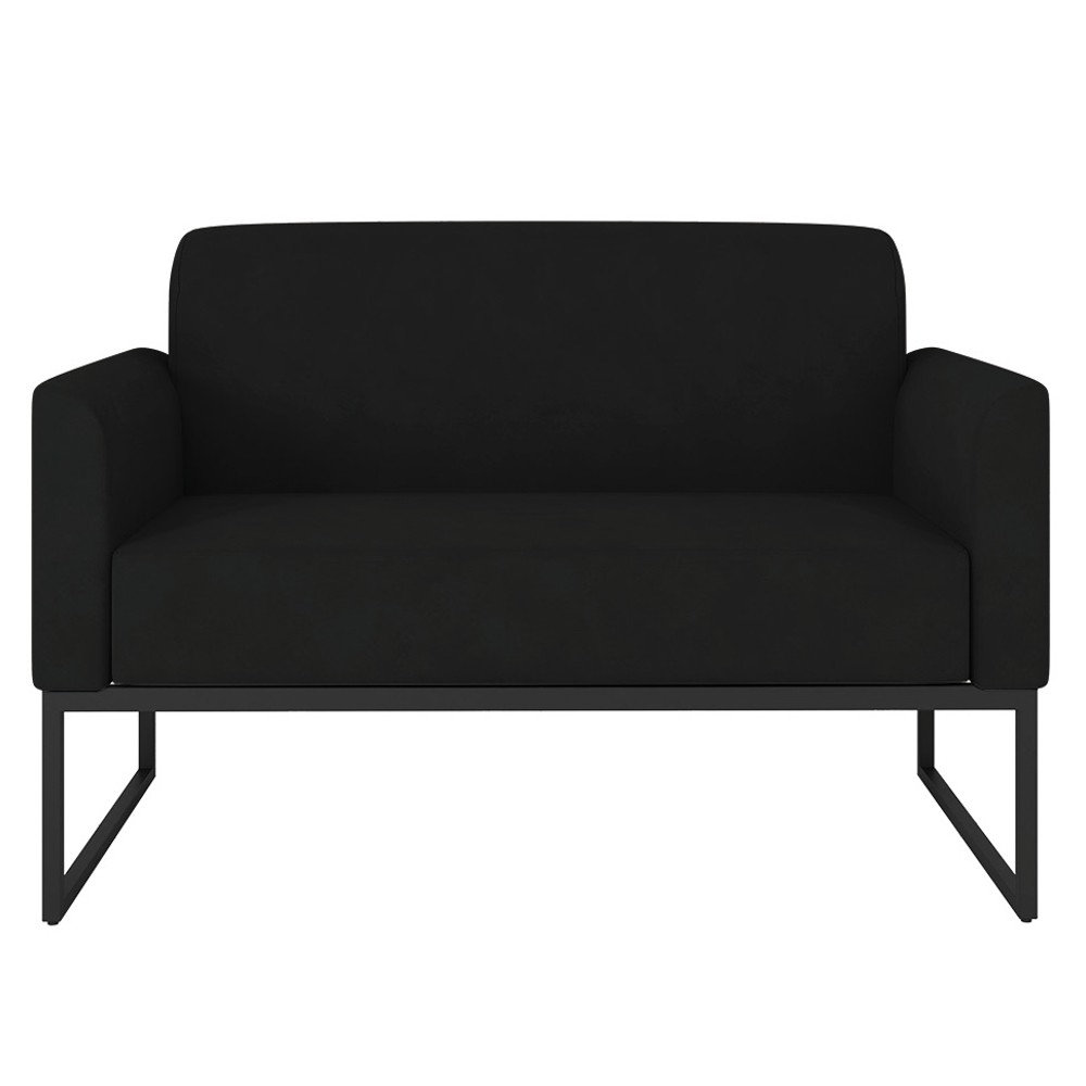 Poltrona Namoradeira 2 Lugares Base Industrial Preta Maressa S07 Suede Preto - Ibiza