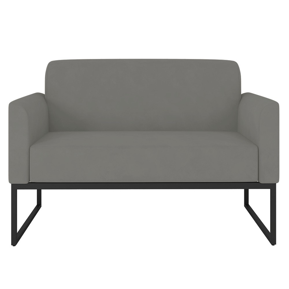 Poltrona Namoradeira 2 Lugares Base Industrial Preta Maressa S08 Suede Grafite - Ibiza