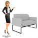 Poltrona Namoradeira 2 Lugares Base Industrial Preta Maressa S10 Suede Cinza - Ibiza