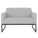 Poltrona Namoradeira 2 Lugares Base Industrial Preta Maressa S10 Suede Cinza - Ibiza