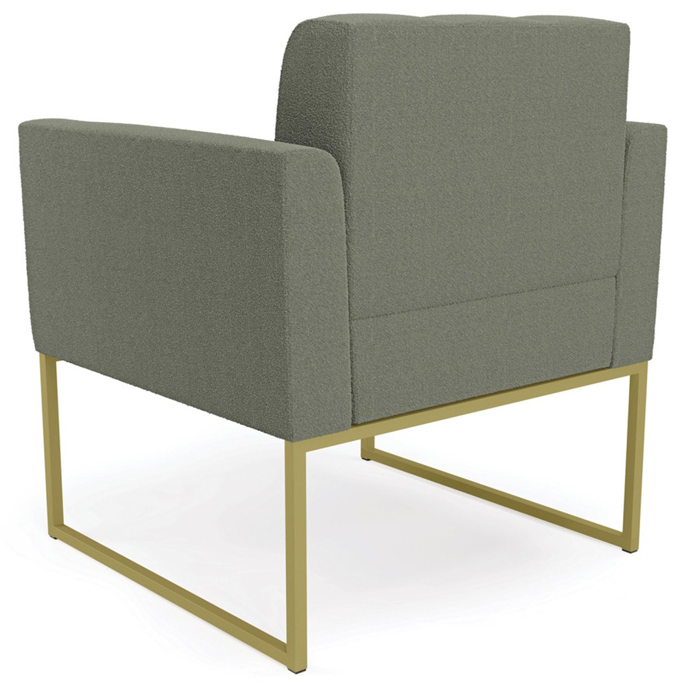 Poltrona Para Sala Base Industrial Dourado Ana Bouclé Menta - Ibiza
