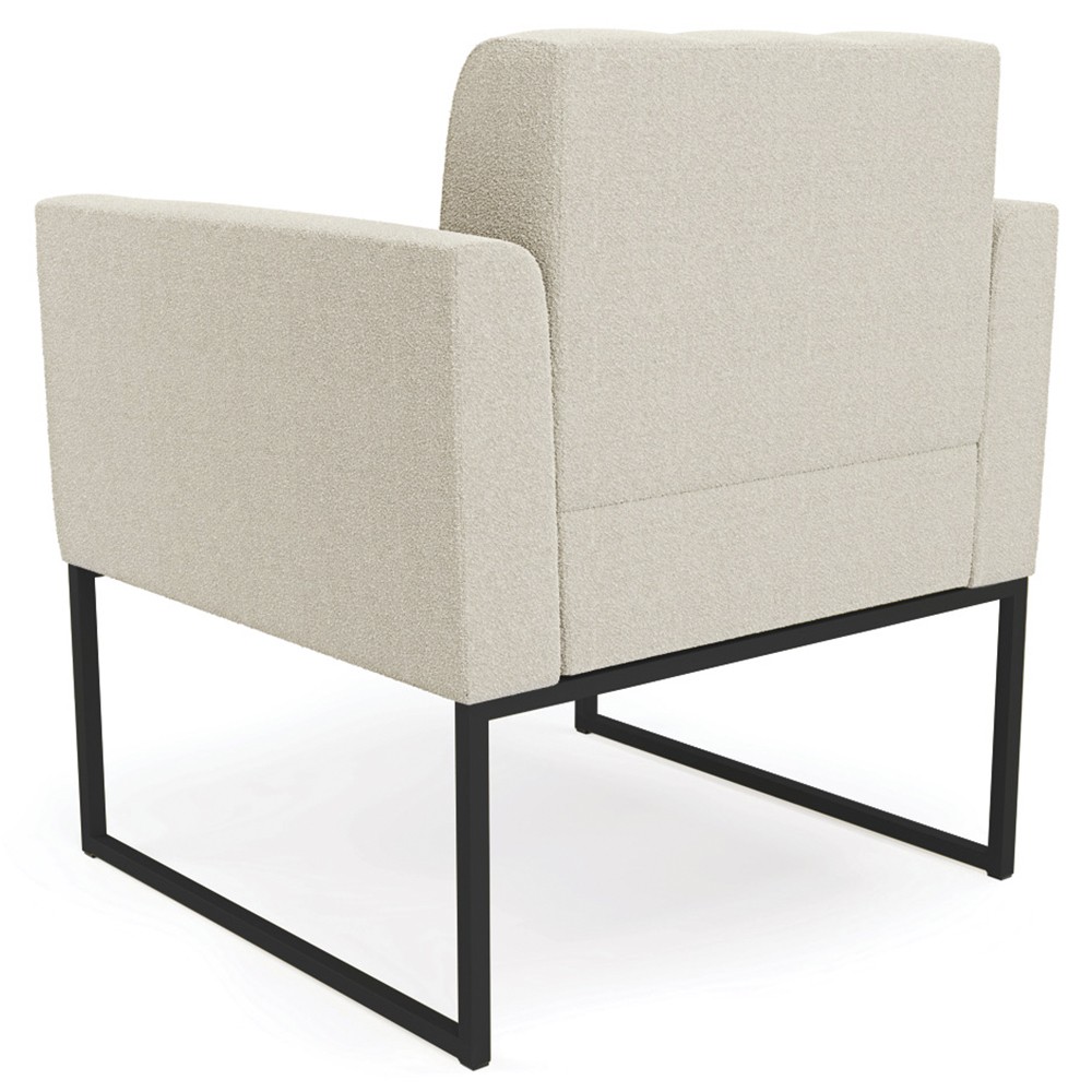 Poltrona Para Sala Base Industrial Preto Ana Bouclé Bege - Ibiza