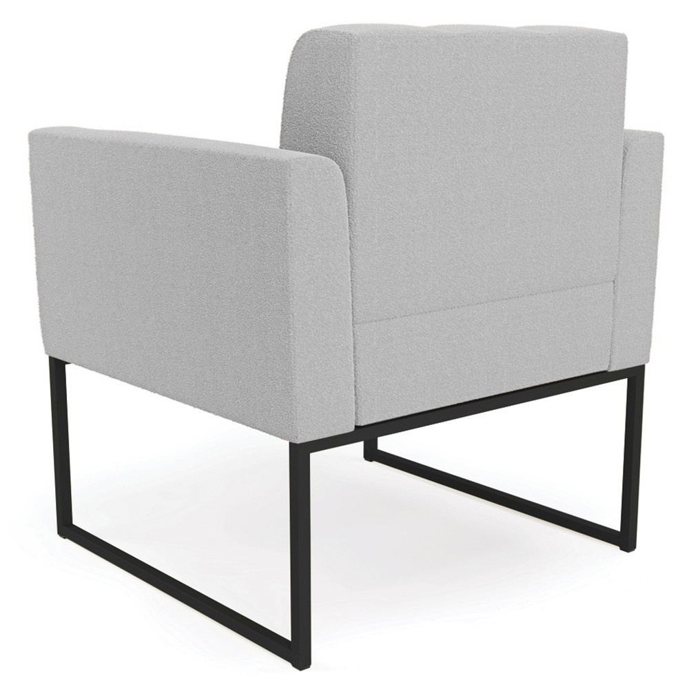 Poltrona Para Sala Base Industrial Preto Ana Bouclé Cinza - Ibiza