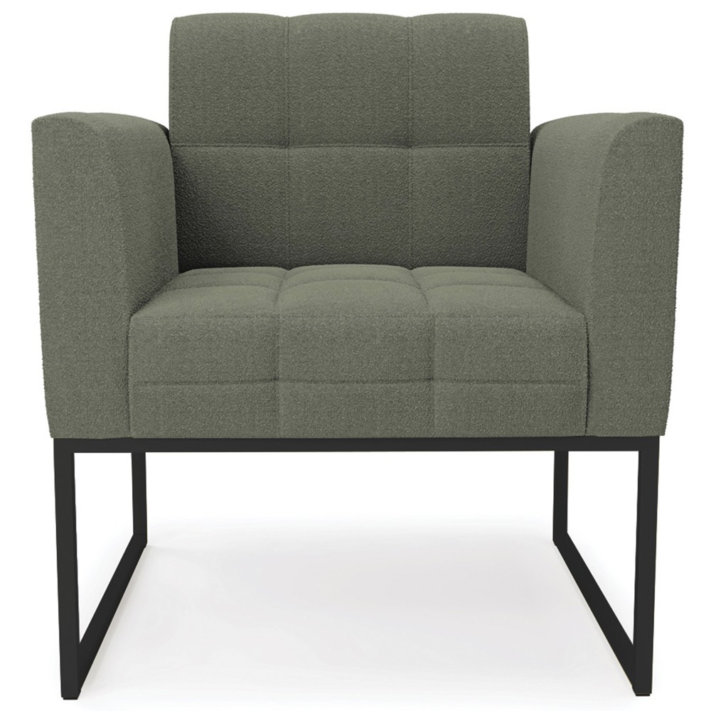 Poltrona Para Sala Base Industrial Preto Ana Bouclé Menta - Ibiza